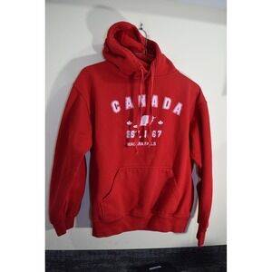 Niagara Falls Canada Beaver Tourist Hoodie Sweatshirt MENS M Red WORN LOOK